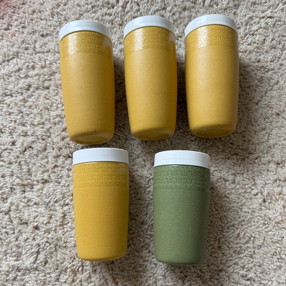 Olympia Activewear Other - Vintage Olympian Therm-O-Ware Insulated Tumblers Harvest Gold Avocado Green 5pc